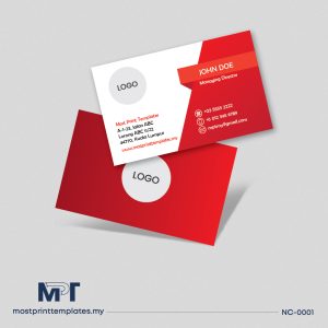 Modern red corporate business card template NC-0001