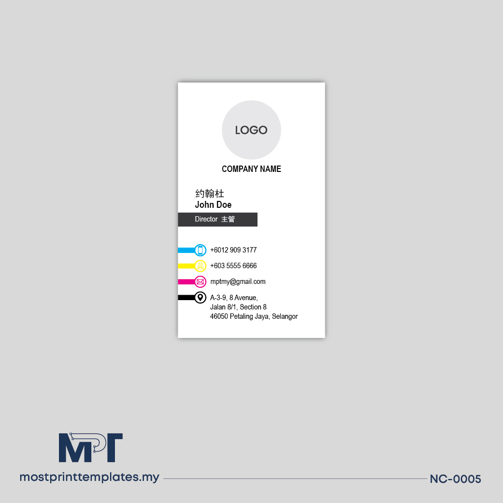 Modern bilingual business card template NC-0005