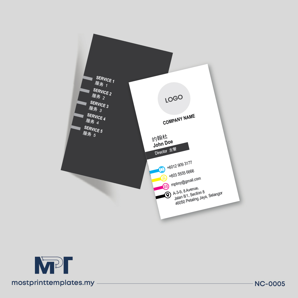 Modern bilingual business card template NC-0005