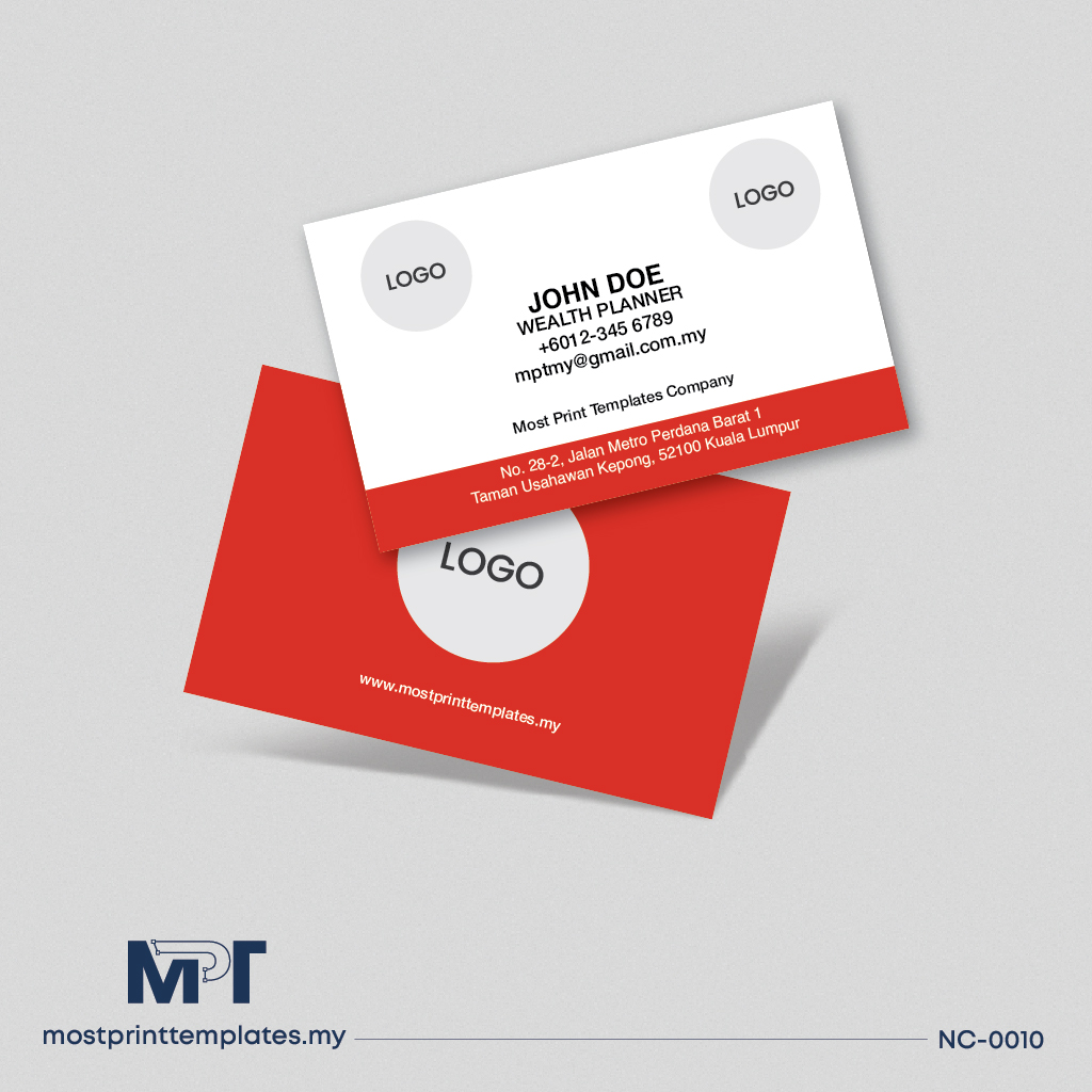 Red bottom bar business card template NC-0010