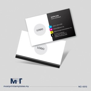 Black contact icon business card template NC-0012