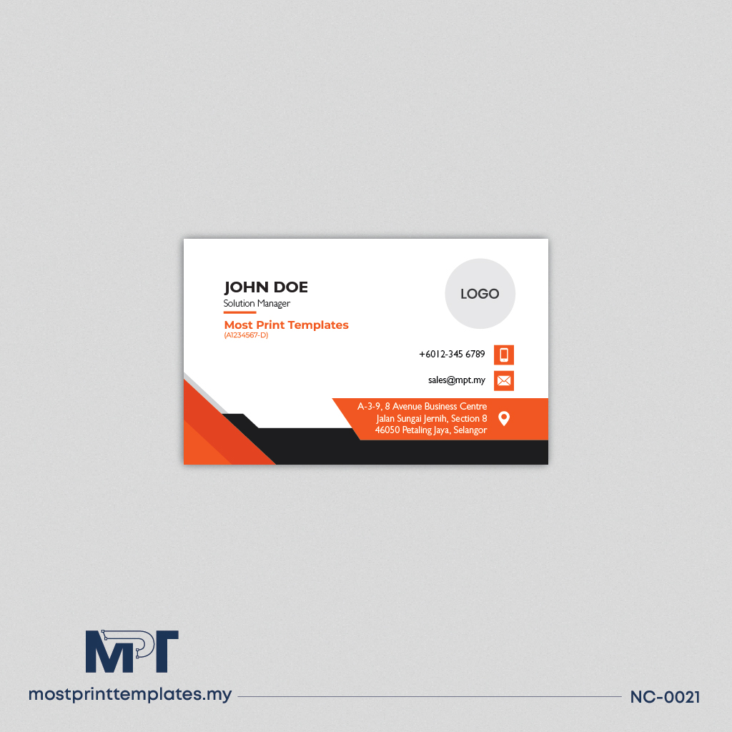 Orange geometric business card template NC-0021