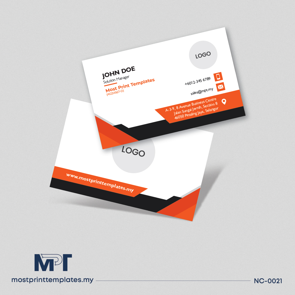 Orange geometric business card template NC-0021